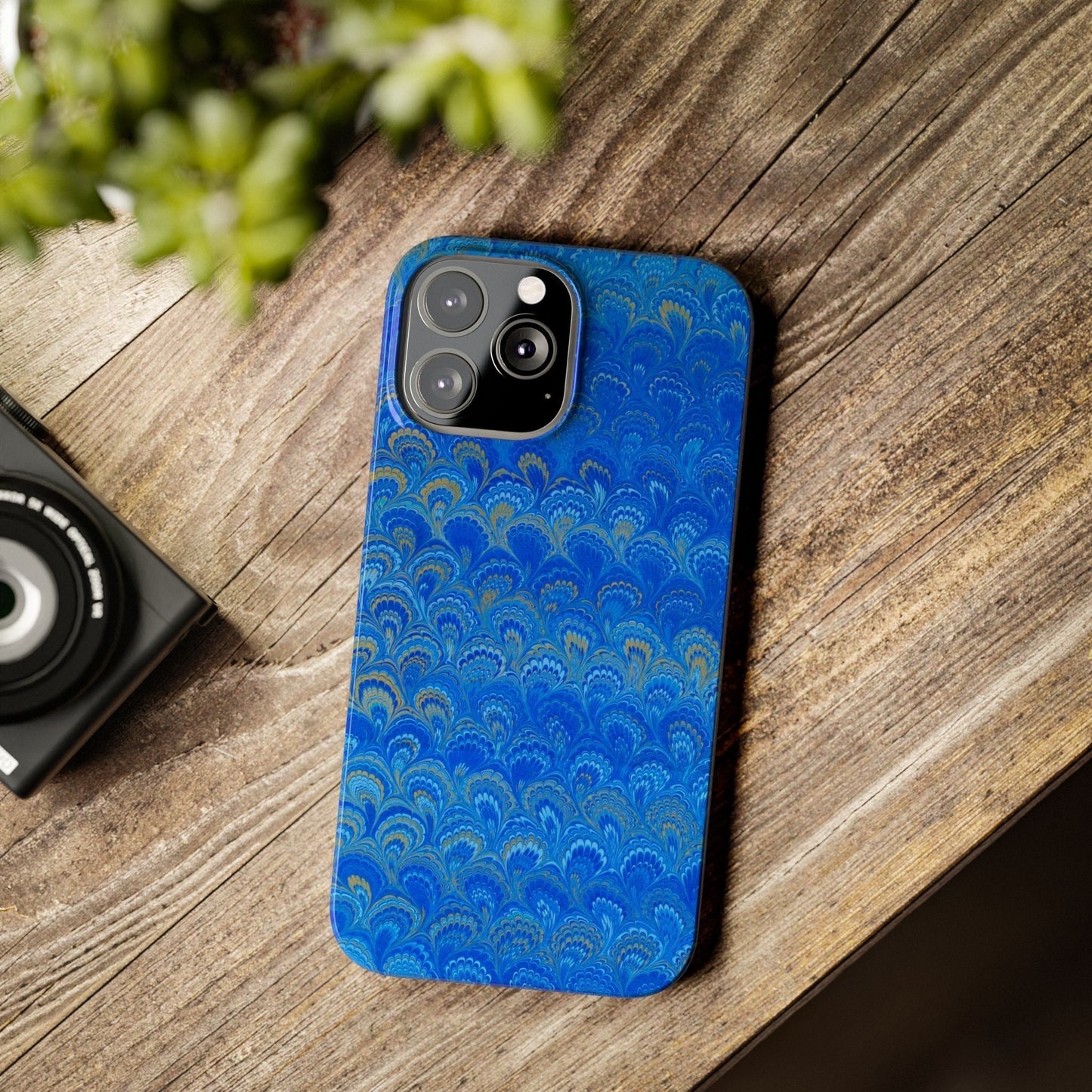 Blue Marbled Design, Italy Feather Phone Case, Multi-Color, Slim Phone Cases, Case-Mate IPHONE16 and all sizes