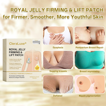 Official Online Offer | CleraLuxe® ROYAL JELLY FIRMING & LIFT PATCH - Safe to use during breastfeeding – suitable for concerns such as underdeveloped breasts, sagging, flatness, skin creasing, and nipple pigmentation.