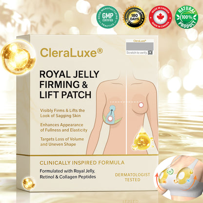 Official Online Offer | CleraLuxe® ROYAL JELLY FIRMING & LIFT PATCH - Safe to use during breastfeeding – suitable for concerns such as underdeveloped breasts, sagging, flatness, skin creasing, and nipple pigmentation.